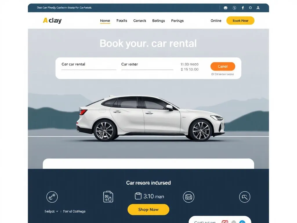 Simple user-friendly website interface for booking a car rental, modern design, high quality Simple user-friendly website interface for booking a car rental, modern design, high quality